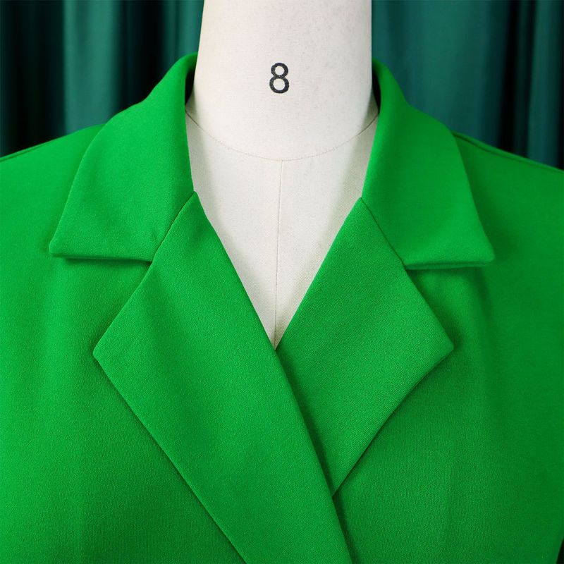Vêtements pour femmes taille haute mode taille taille plissée couture mi-longue robe de costume_voghion.com