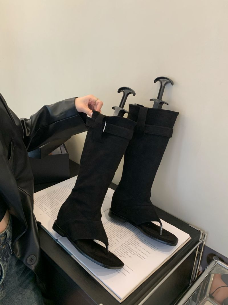 2024 Vår/Sommar Nya Legged Square Head Flip flops Cool Byxor Hot Girl Western Cowboy Boots Dam Sandaler_voghion.com