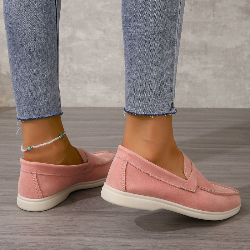 Slip-On-Loafer für Damen, mattierte, flache Retro-Einzelschuhe, große Freizeitschuhe_voghion.com