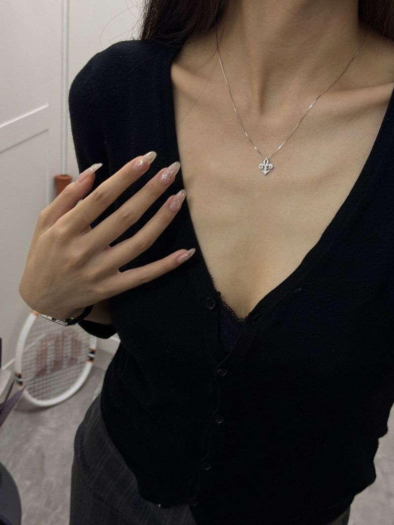 Collana in argento Sterling S925 con iris, placcata in oro, ciondolo leggero di lusso, catena per clavicola, nicchia, squisito, tempestato di diamanti, temperamento femminile_voghion.com