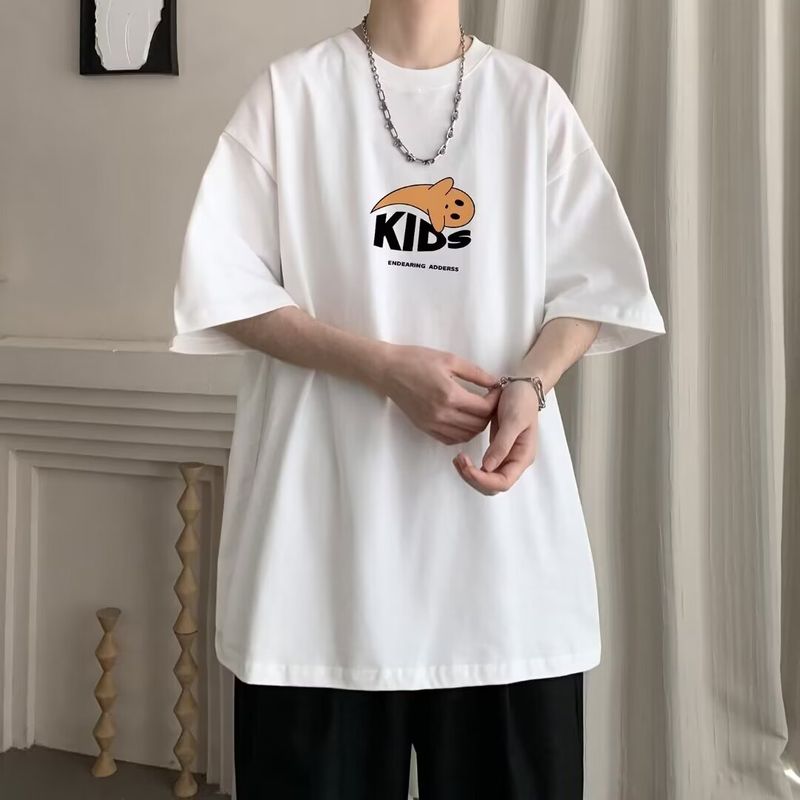 Betűs Mintás Uniszex Póló Karcsúsító Fekete Kerek Nyakkivágású Fél Ujjú Felső_voghion.com