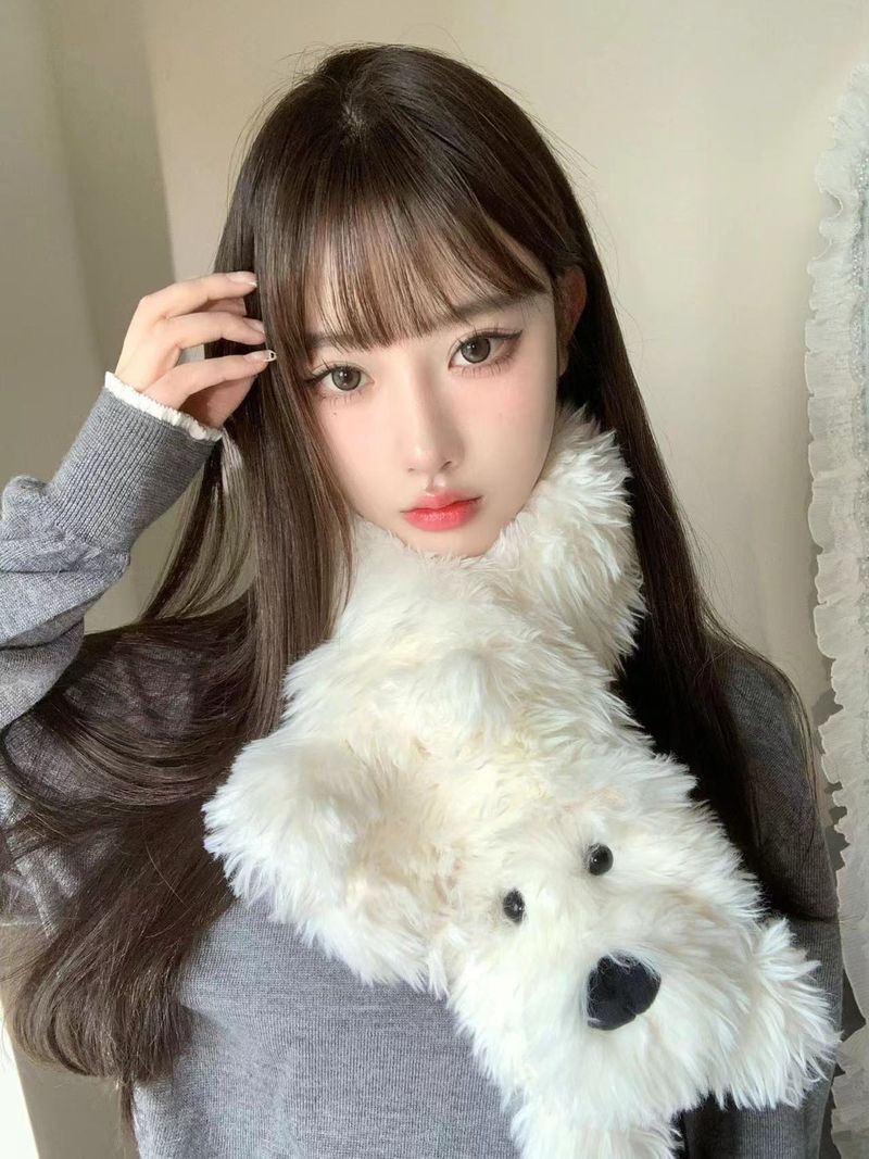 West Highland Design Süßer Plüschschal in Volltonfarbe für den Winter, warm und kältebeständig für Damen_voghion.com