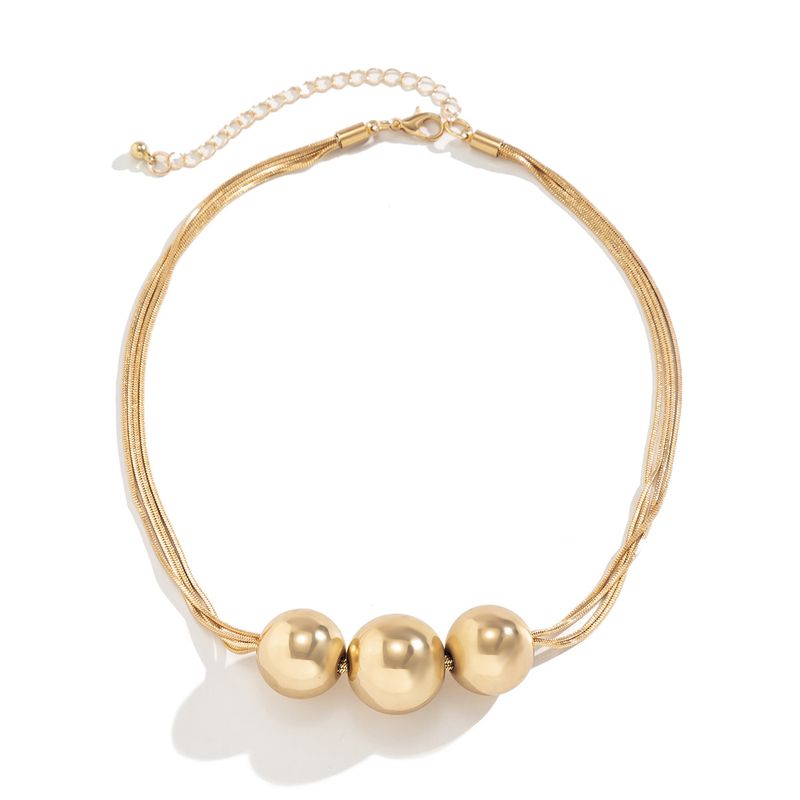 Schmuck übertriebene Punk-Mehrschichtkette, faltbare Halskette, geometrische Kugelpersönlichkeit, kleine Halskette_voghion.com