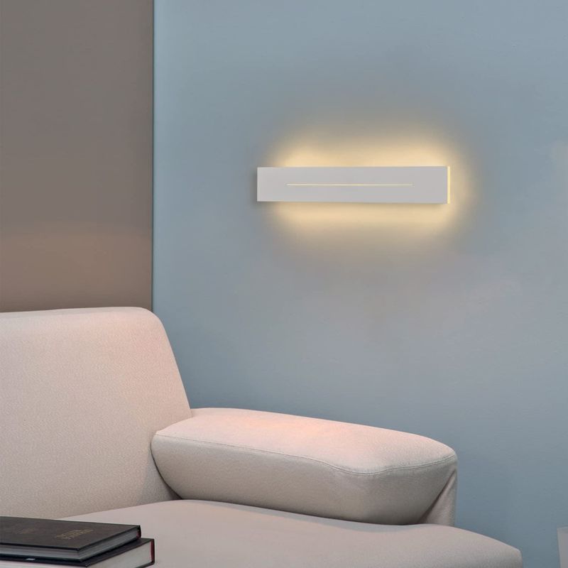 Glitzerlife Wandleuchte Innen Weiß Wandlampe LED - 30CM Moderne Flurlampe Warmweiß Treppenhauslampe Schlafzimmer Wandbeleuchtung Lang Design 8W Für Wohnzimmer Bett_voghion.com
