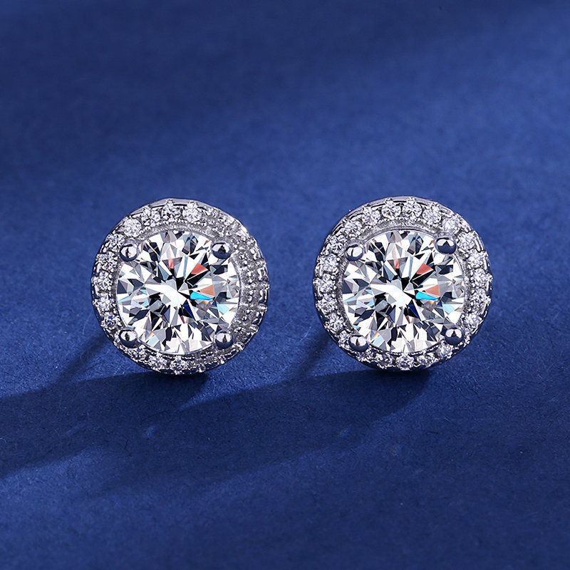 Orecchini rotondi con diamanti e moissanite alla moda, accessori da donna, orecchini da donna placcati in argento_voghion.com
