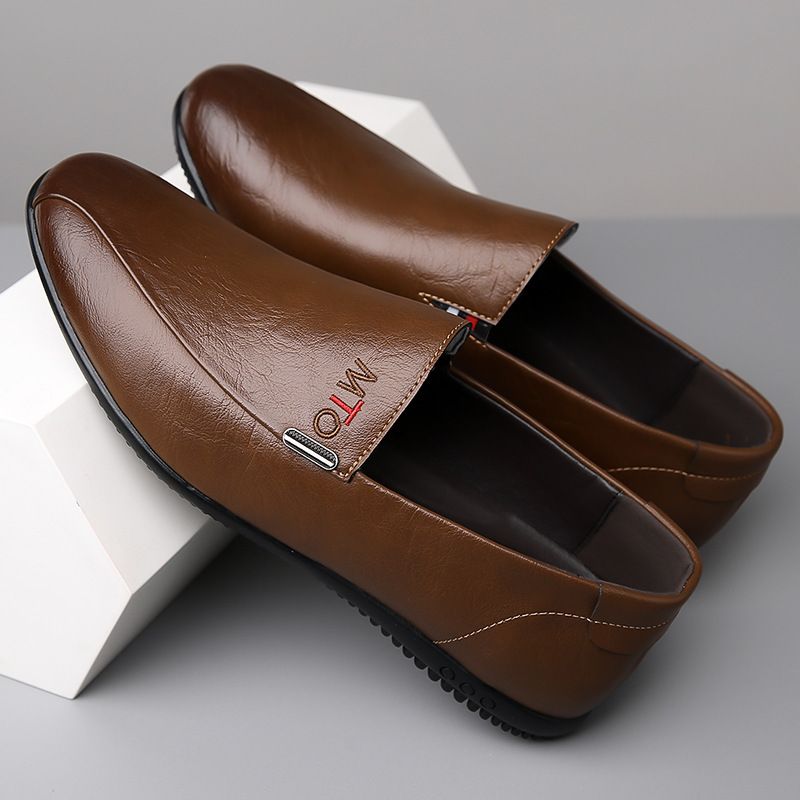 Herrenschuhe, Business-Casual, echte Sohle, weiche Oberfläche, Fahr-Loafer, Slip-On-Mokassins, Lederschuhe_voghion.com