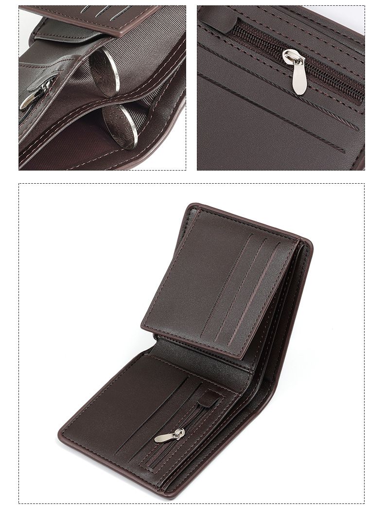 Men's Vintage Leather Wallet - Slim Bifold With Money Clip, 12 Card Slots & Large Capacity, Durable Stitched Design_voghion.com