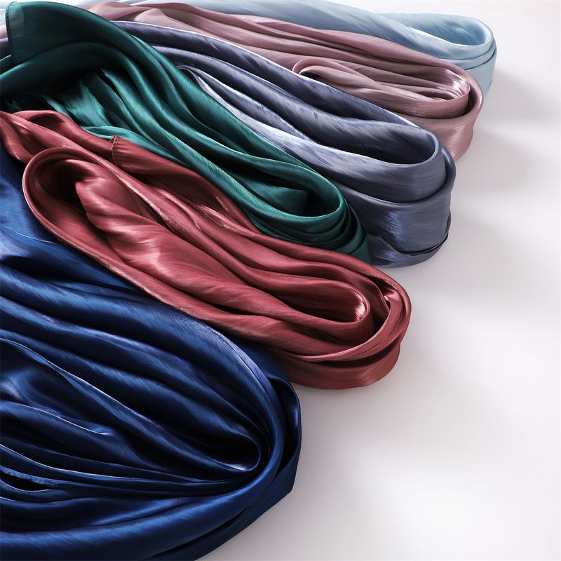 Unisex Solid color soft shimmering satin scarf women's scarf sunblock shawl Muslim_voghion.com