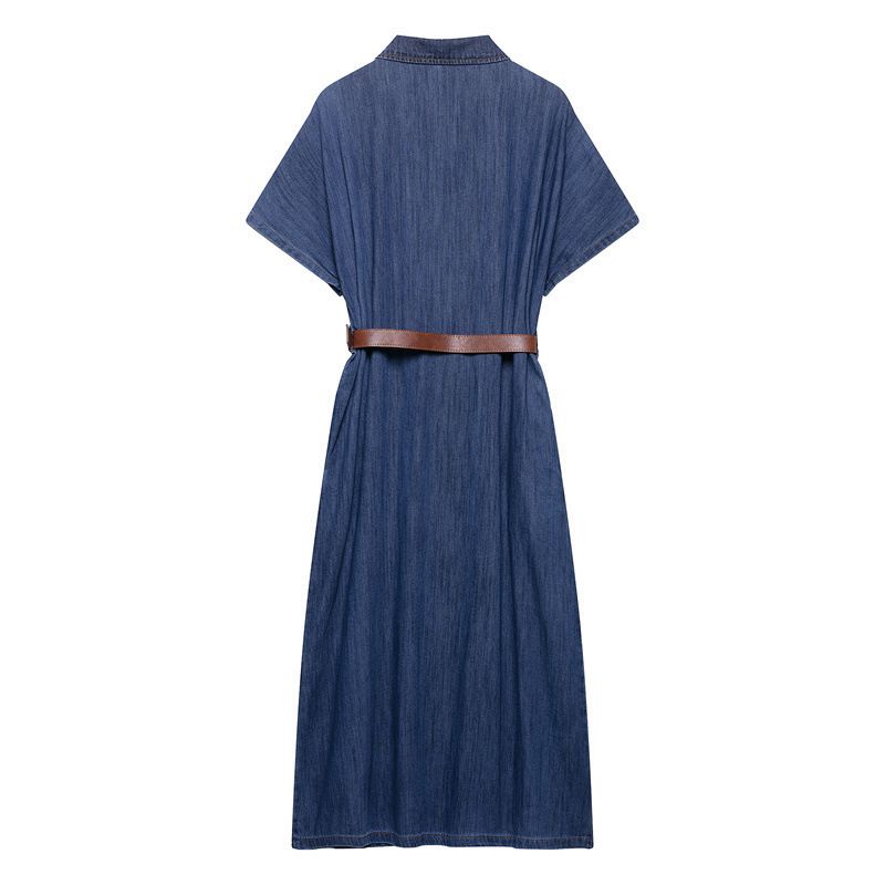 Z Spring New Women's Fashion Style With Belt Midi Cowboy Dress 0108025_voghion.com