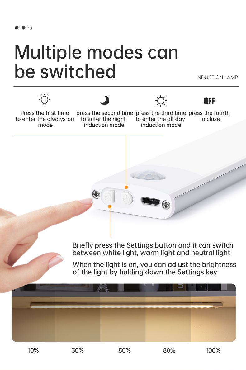 Motion Sensor Wireless LED Light USB Rechargeable Night Cabinet Wardrobe Lamp Under Backlight For Kitchen Led_voghion.com
