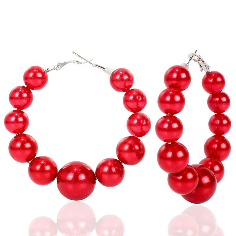 Exaggerated with fashionable large circles imitating pearl for women, hook earrings 22490_voghion.com