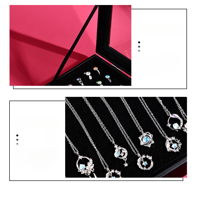 Black Leather Velvet Earrings Necklace Storage With Cover Dustproof And Moistureproof Jewelry Display Box_voghion.com