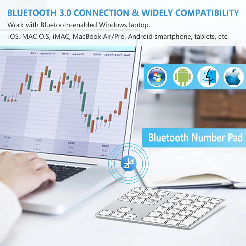 Awireless Rechargeable Aluminum 34-Key Number Keyboard Data Entry Compatible for Book,Book Air/Pro_voghion.com