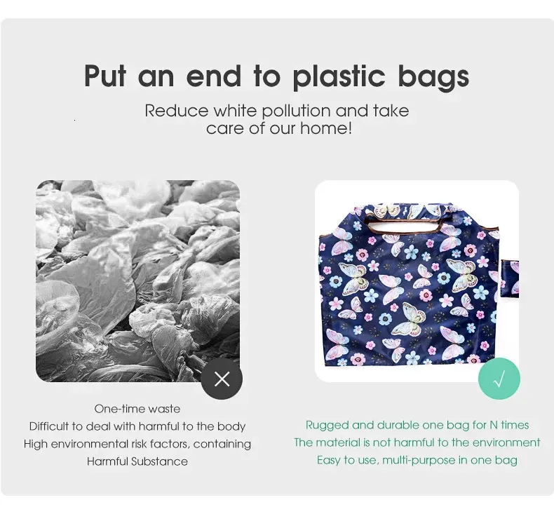 Large Ecofriendly Folding Shopping Bag Reusable Portable Shoulder Travel Grocery Fashionable Pocket Handbag 250314l_voghion.com