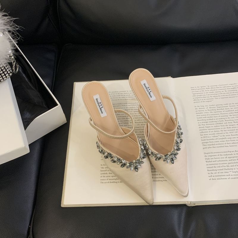 Sandales à talons hauts pointus et fins, à brides droites et bouts recouverts de strass, style été 2025, pour femmes, M Ü_voghion.com