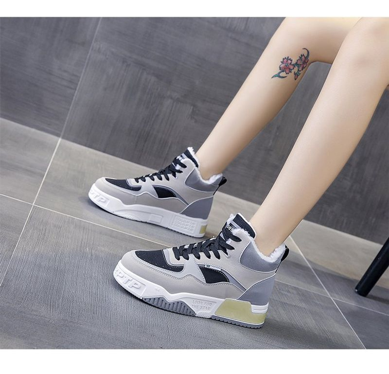 Scarpe da studente casual in pelle da donna autunnali e nuove con cintura media alta invernale imbottita in cotone con suola spessa_voghion.com