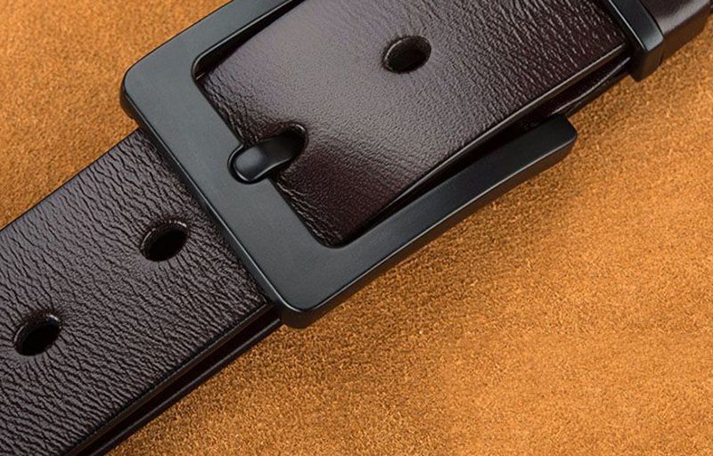 VARME menns toppkvalitets nye design massivt kuskinn menn ku ekte skinn kuskinn svart nålespenne metallbelter jeans_voghion.com