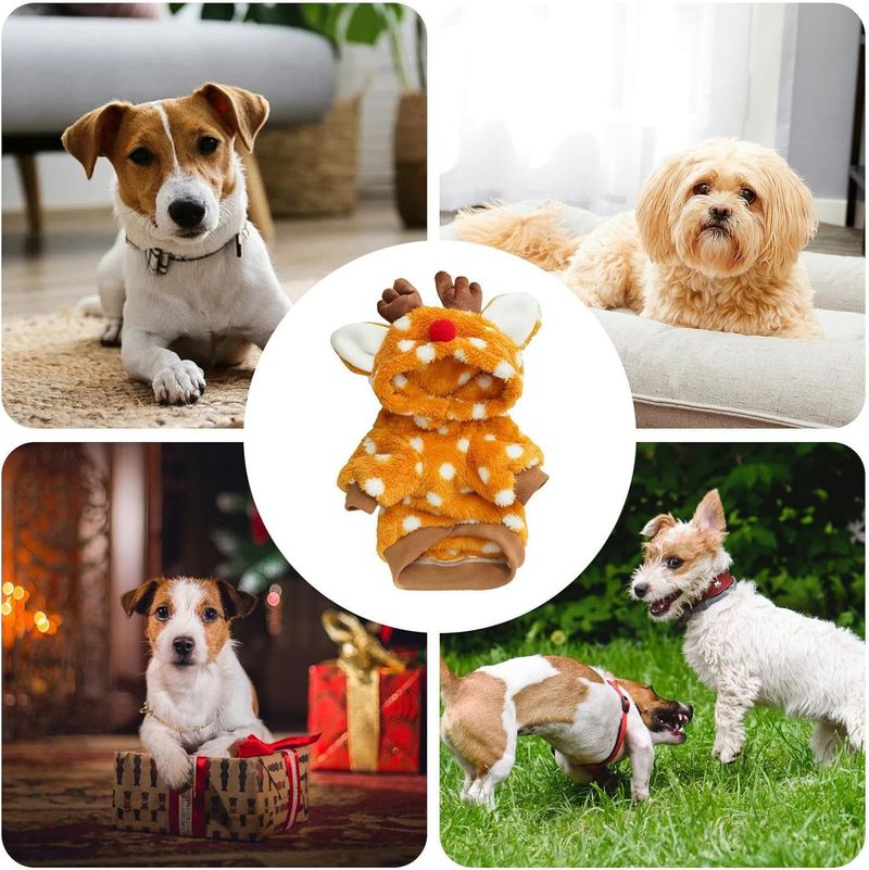Autumn Winter Pet Supplies Cat Christmas Clothes Reindeer Fleece Medium Dog Bichon French Bulldog Corgi Costume_voghion.com