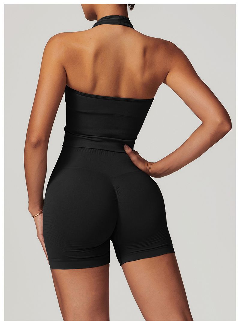 Roupas femininas Respirável Halter Neck Lindas Costas Yoga Sutiã Sem Costura Roupa Interior Esportiva Feminina Verão À Prova de Choque Fitness Top 7725_voghion.com