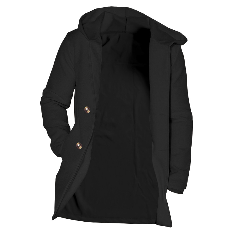 2023 Autumn Winter Hooded Double-Breasted Casual Woolen Jacket Men's Trench Coat_voghion.com