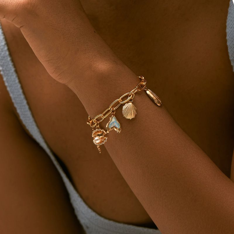 Neutral Style Chain Copper Plated K Real Gold Color Preserving Bracelet Retro High End Handmade Pendant Jewelry_voghion.com