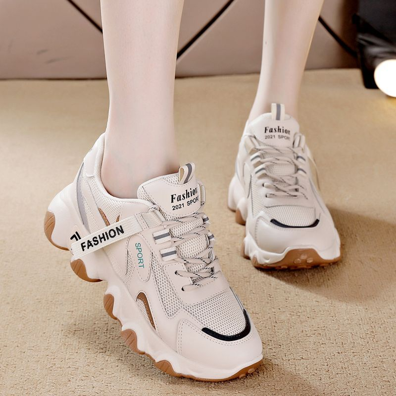 Daddy's 2025 New Women's Sports And Leisure Versatile Student China-Chic Thick Soled High Rise Mesh Shoes_voghion.com
