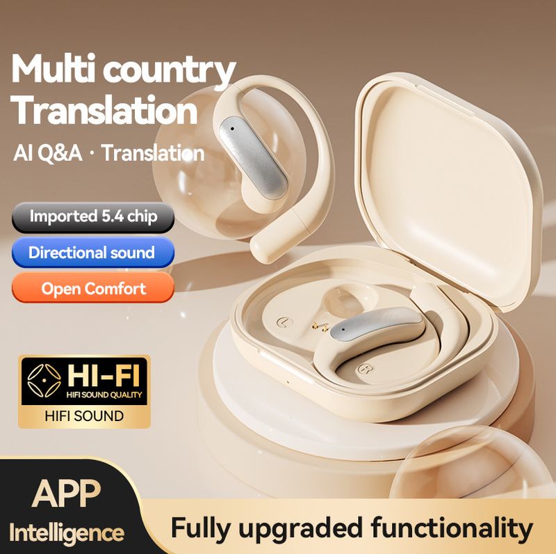 M122 Noise Reduction Ultra-Long Battery Life 2025 New AI Translation Ear-Hook Bluetooth Headset_voghion.com