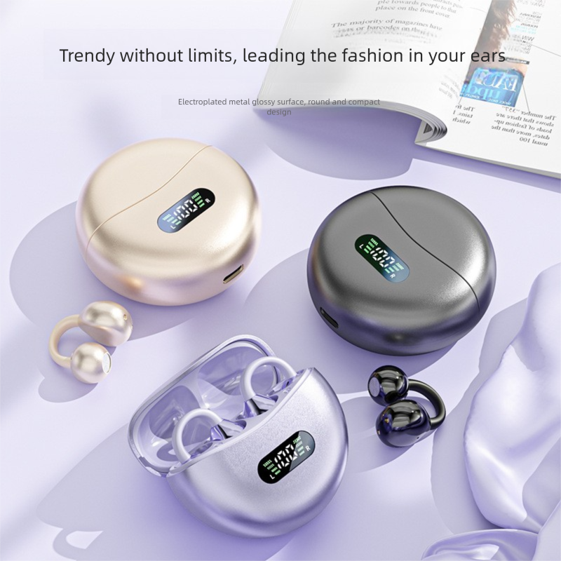 2025 New Clip-on Wireless Long Battery Life Private Noise Reduction Digital Display Bone Conduction Bluetooth Earphones_voghion.com