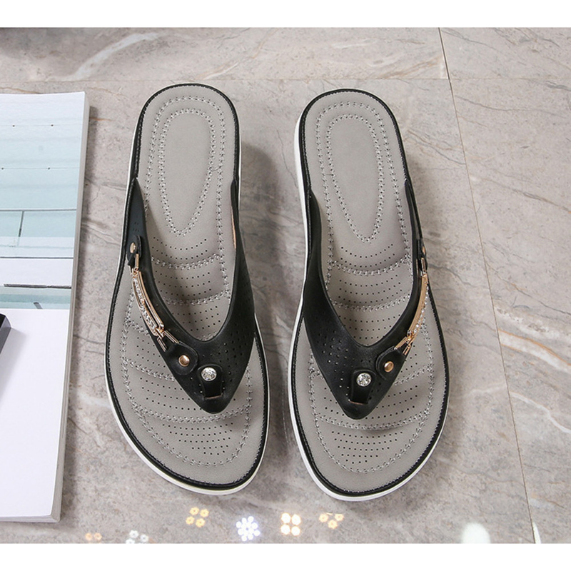 Infradito con zeppa da donna con supporto per arco plantare da donna Sandali infradito da spiaggia estivi Ciabatte da esterno_voghion.com