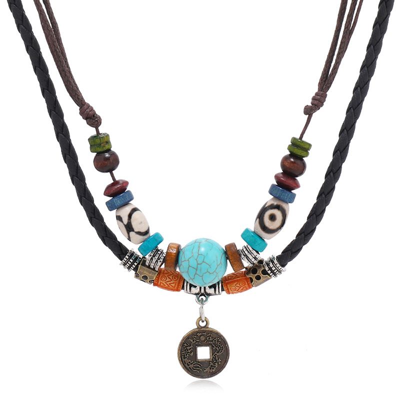 Colgante de moneda multicapa gótico Zorsvence para mujer, collar de oración de cuero perlado, joyería de moda, regalos, 2025_voghion.com