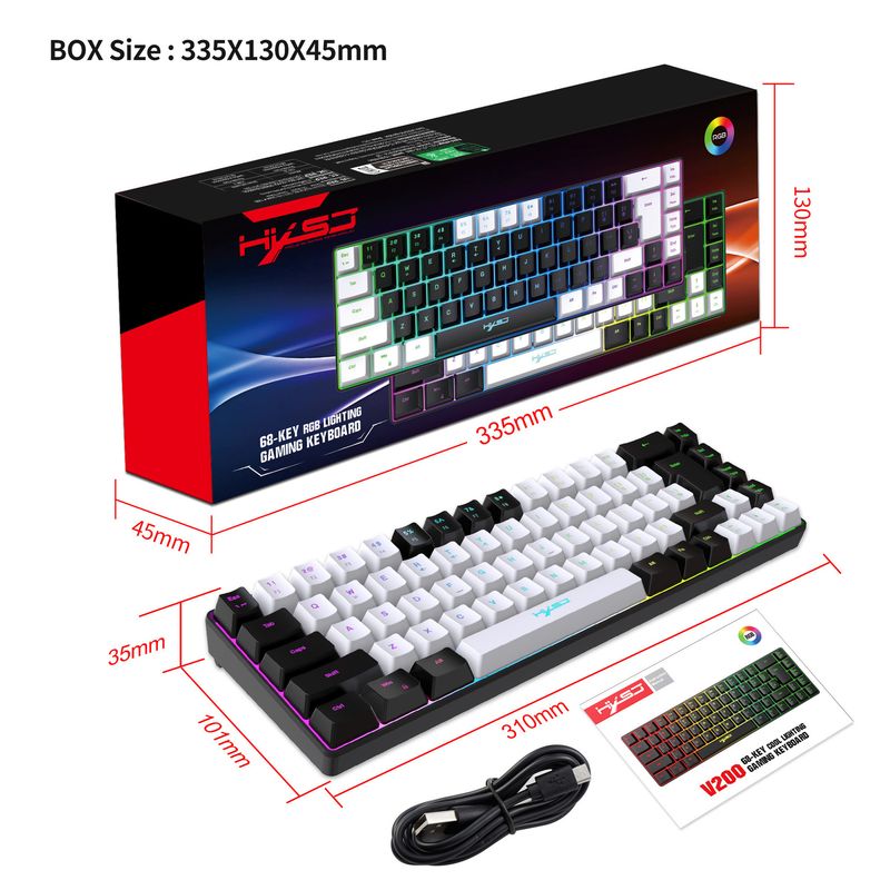 2023 New Gaming Membrane 68 Keys Key Line Separation RGB Backlight Multi-function Wired Keyboard_voghion.com