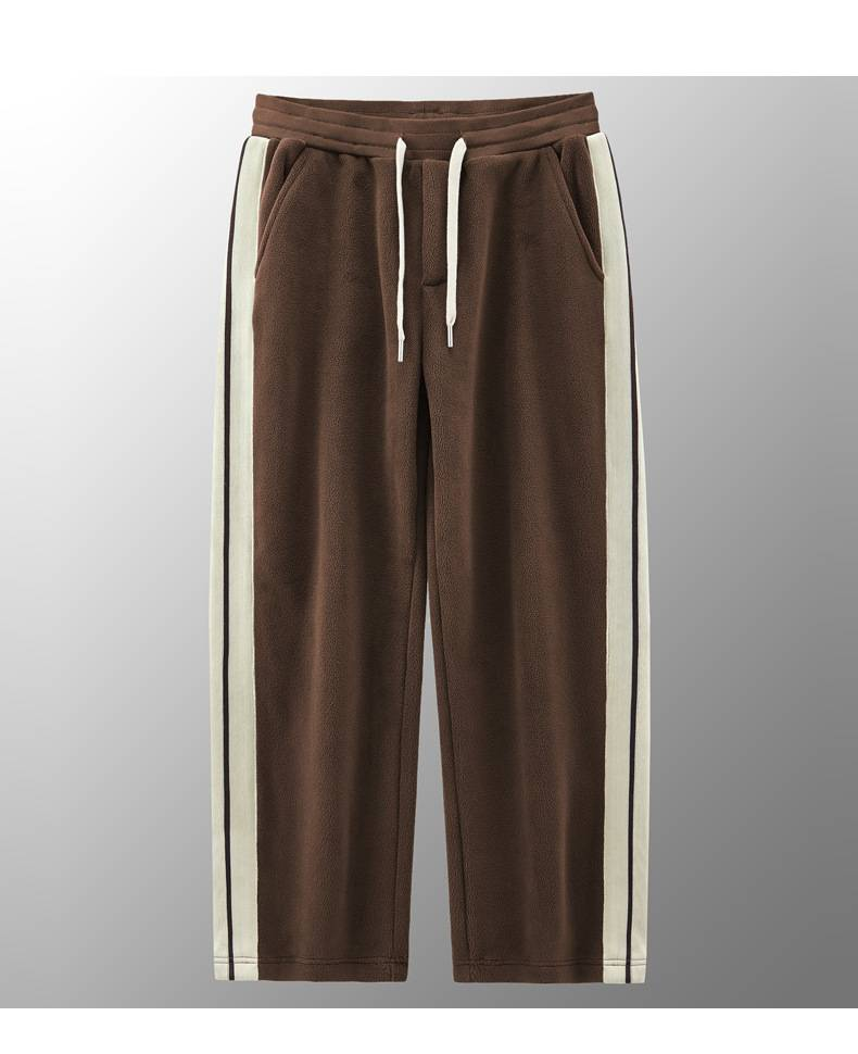 Ropa para hombre Chaqueta de suéter con cuello alto de polar de invierno más traje deportivo de terciopelo grueso Traje cálido de dos piezas de polar de polar para hombre de moda_voghion.com