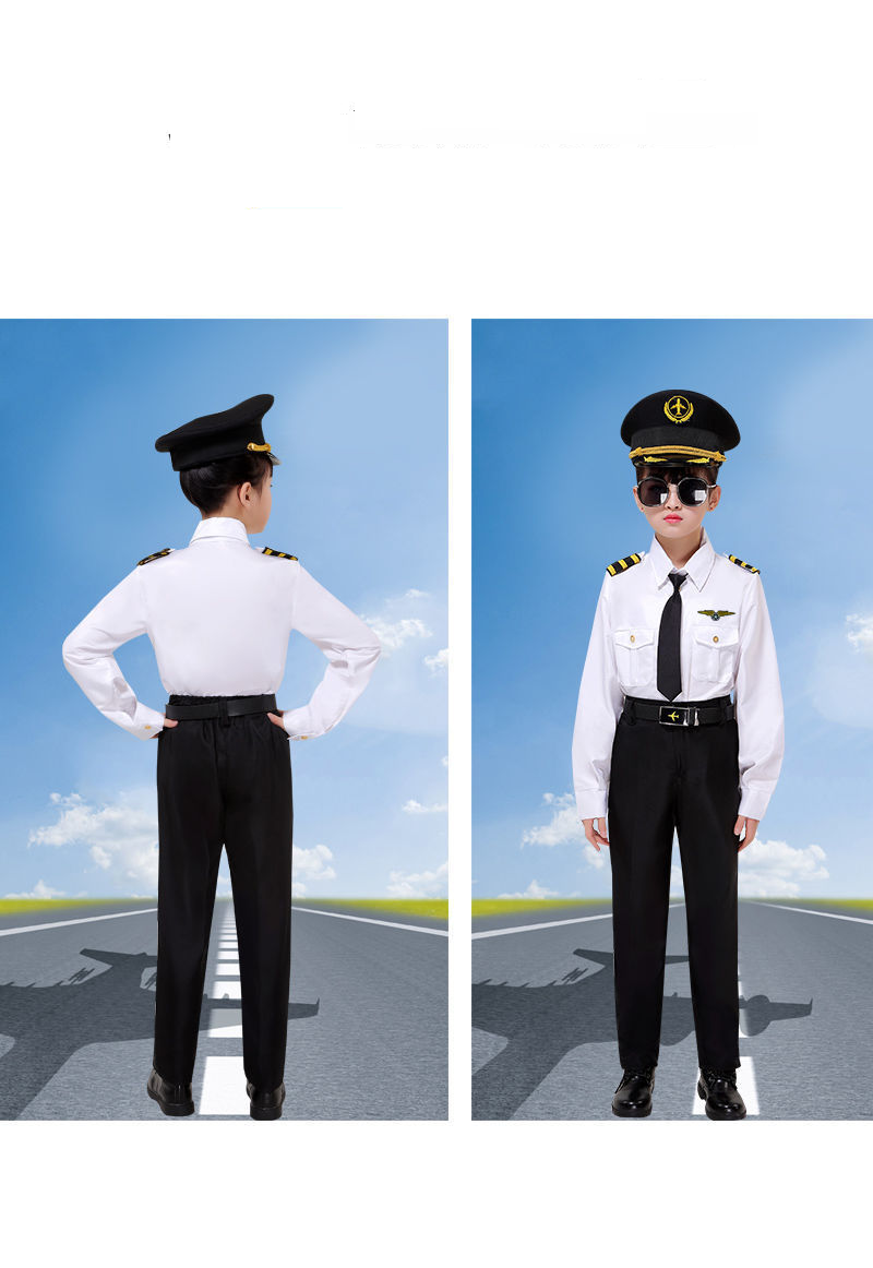 Mother & Kids Children's Captain Stewardess Uniform Primary School Student Vest Flight Attendant Pilot_voghion.com