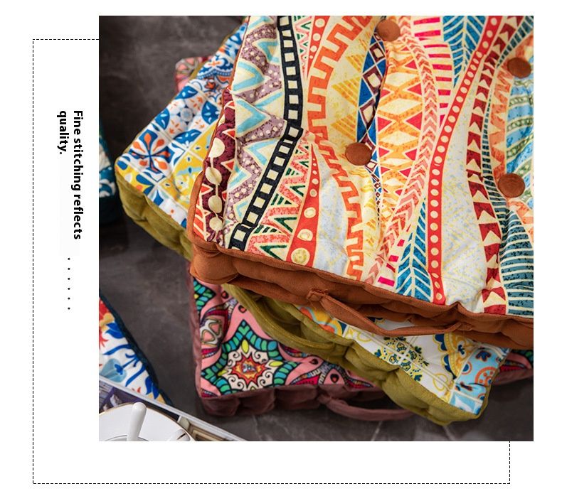 Floor Cushion – Hand-Carry Tatami Seat With Thick PP Fill (40x40cm, Washable Polyester Cover, Bohemian & Floral Patterns)_voghion.com