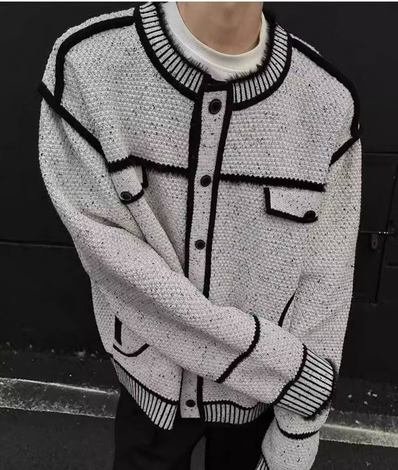 Unisex Knit Cardigan – Oversized Crochet Sweater With Chunky Cable Stitch (M/L/XL/2XL/3XL, Harajuku Streetwear, Polyester Blend, Wrinkle-Free)_voghion.com