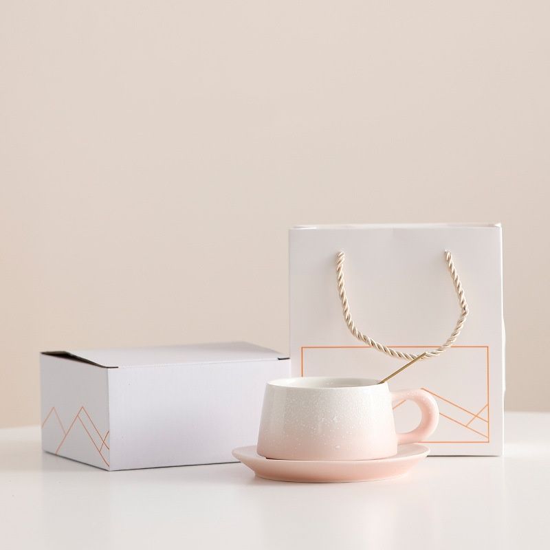 Creative Coffee Cup And Saucer Set Ceramic Mug Premium Exquisite Latte Cup Snowflake Glaze Promotional Gift_voghion.com