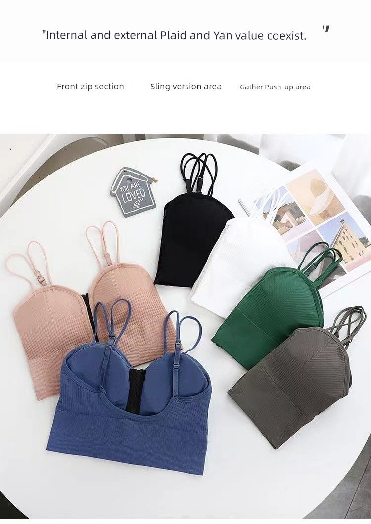 Beauty Back Exercise Bubble Wrap V Neck Front Zipper Double-Shoulder Strap_voghion.com