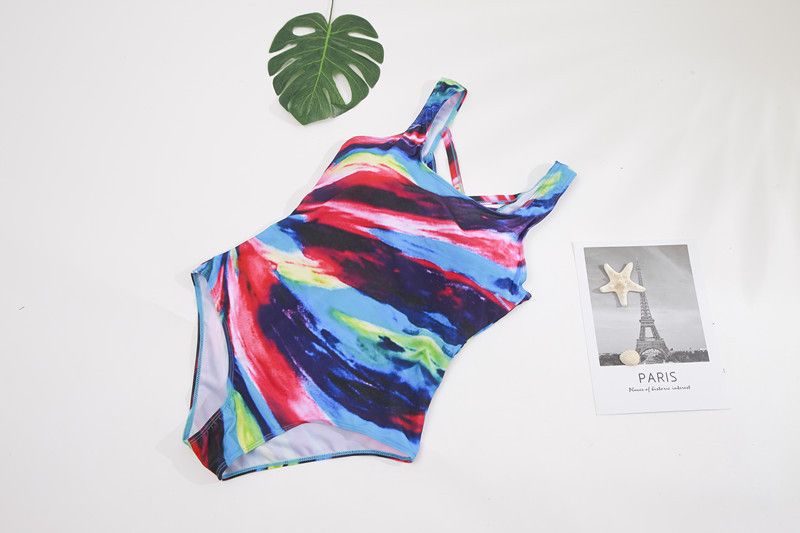 Maillot de bain une pièce grande taille pour femme - Rayures dégradées arc-en-ciel, maillot de bain haute élasticité pour la plage et les toilettes_voghion.com