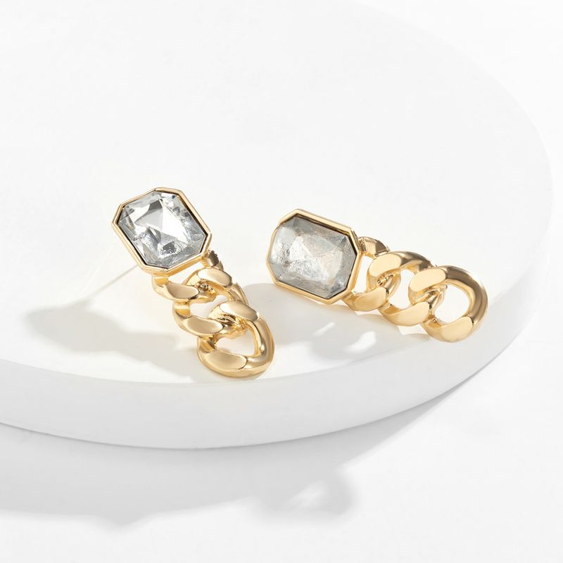 Yamaler 1 Paar baumelnde Quastenkette, quadratische Form, Kunstedelstein, hohle Ohrringe für Party_voghion.com