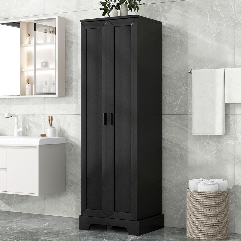 Storage Cabinet With Two Doors For Bathroom, Office, Adjustable Shelf, MDF Board_voghion.com