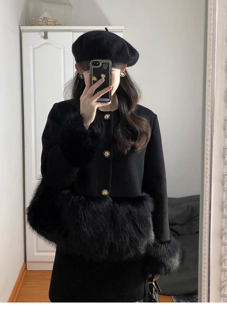 Stile Abito francese di lana Abito piccolo di alta gamma Autunno Inverno Elegante Abito da sera Dramma coreano Professionale Due pezzi_voghion.com