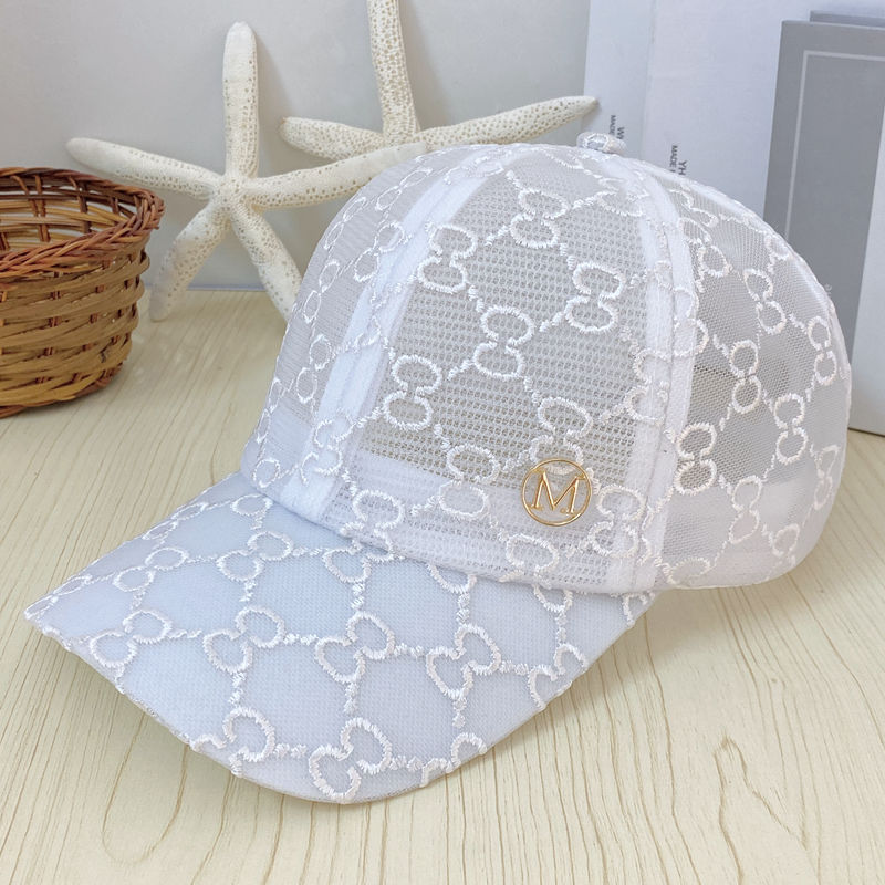 Casquette d'été en dentelle fine brodée de fleurs en maille pour femmes, casquette de baseball respirante, chapeau de protection solaire à la mode coréenne_voghion.com