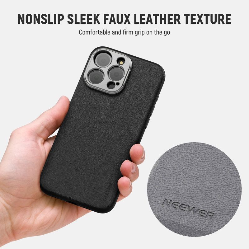 Neewer Phone für iPhone 16/15 Pro Max, TPU + PC-Schutzhülle für hohe Beanspruchung mit 17-mm-Objektiv-Rückplatte, Leder-Telefonkäfig_voghion.com
