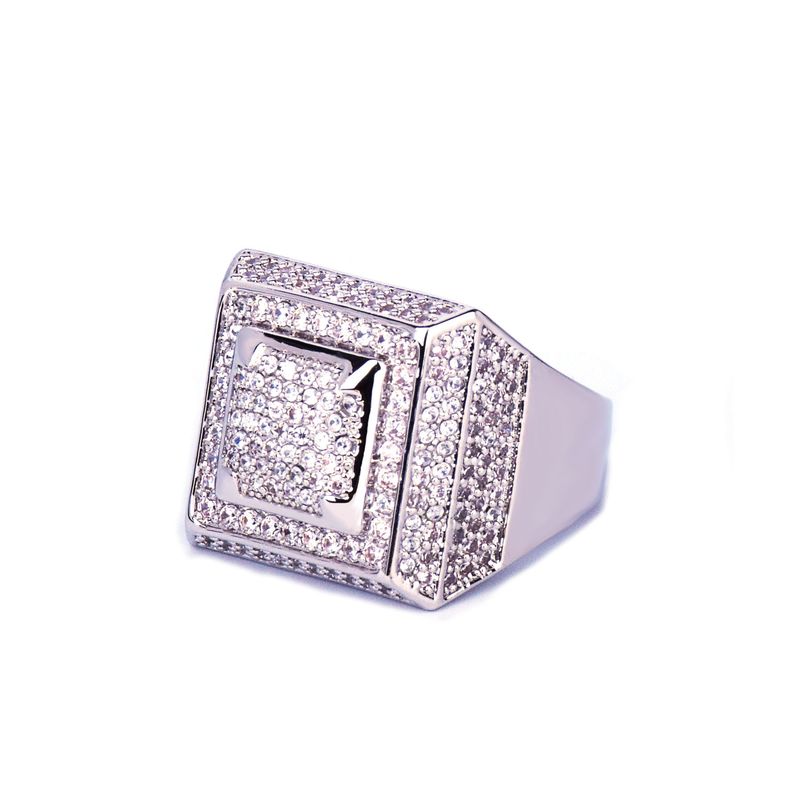 2019 New Men's Hip-Hop Copper Gold-Plated Micro-Inlaid Zircon Square Ring Jewelry_voghion.com