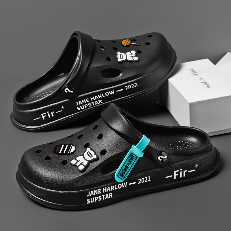 Große Lochschuhe für Herren, Zehenkappen für den Sommersport, Zwei Paar Sandalen für den Freizeitbereich im Freien, Strandpantoffeln für Herren_voghion.com