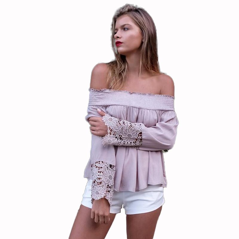 Maglietta viola con colletto in pizzo con una sola parola, popolare, squisita e sexy_voghion.com