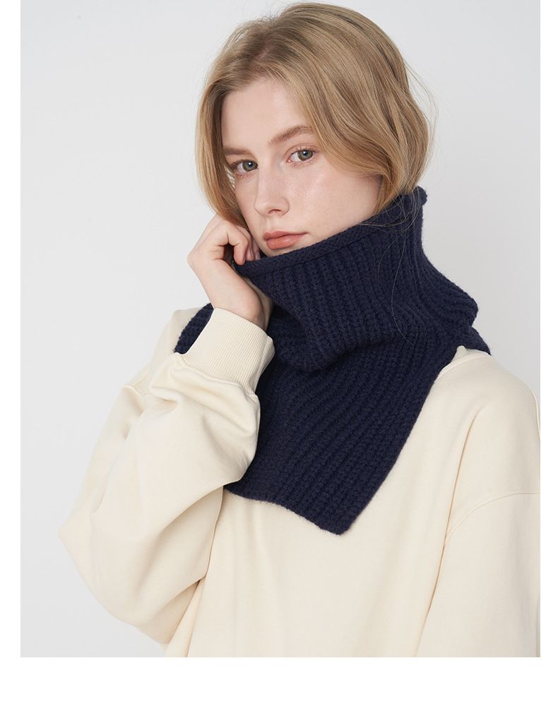 Bufanda de punto de color liso de Corea del Sur para otoño e invierno, con puntas abiertas, cálida y resistente al viento._voghion.com