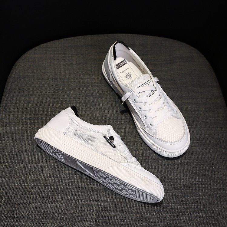 Breathable Little White for Women 2023 New Women's Panel Flat Bottom Summer Thin Single Mesh Shoes Canvas Hollow out_voghion.com