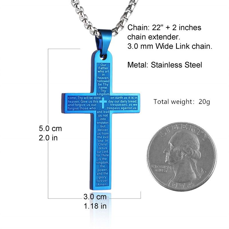 Collana con ciondolo hip hop in stile neutro con croce in acciaio inossidabile da donna_voghion.com