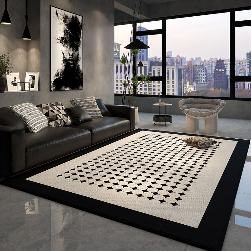 Polyester Loop Pile Rug – Stylish Non-Slip Carpet For Living Room & Bedroom (Multiple Sizes & Colors, Geometric/Striped/Checkered Patterns, Washable)_voghion.com